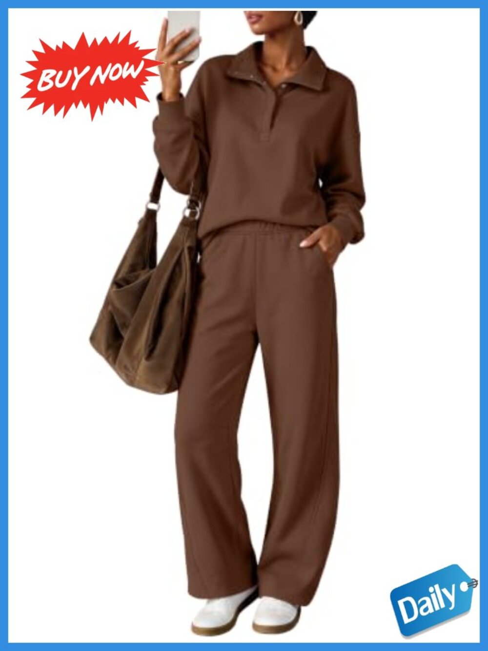 Women's 2 Piece Sweatsuit Set Loose Pullover Wide Leg Pants Fall Lounge